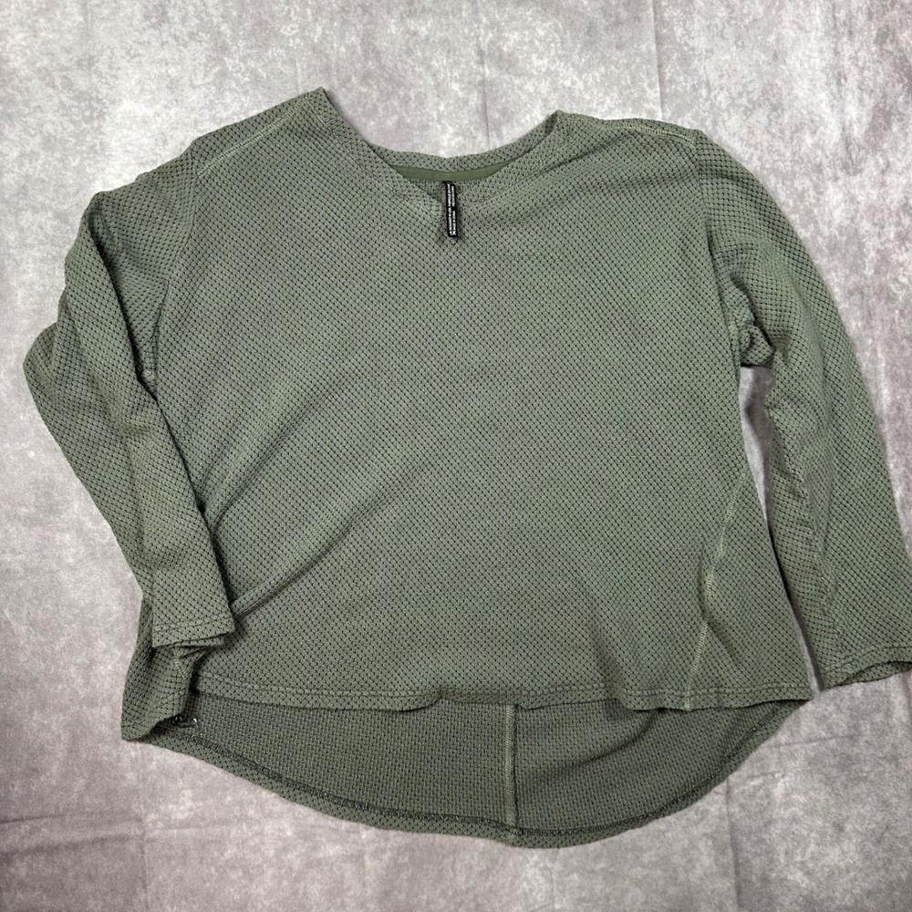 Kuhl Men 1X Waffle Knit Pullover Sweater Olive Green Relaxed Fit Outdoor Hiking